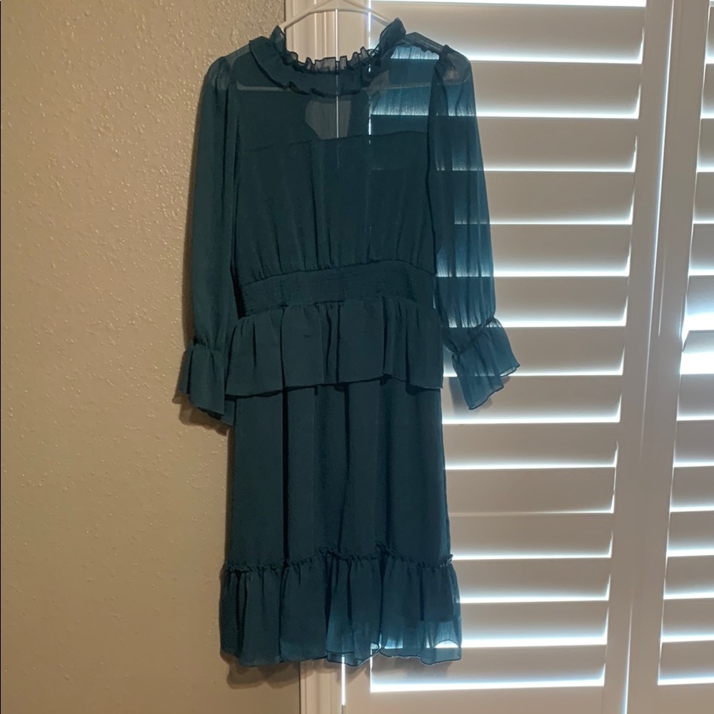 Elegant Teal Ruffle Dress